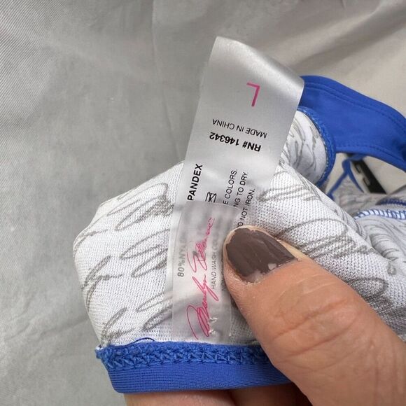 Marilyn Monroe 1 Piece Electric Blue Cutout Embroidered Top Swimsuit Sz Lg - Picture 7 of 10